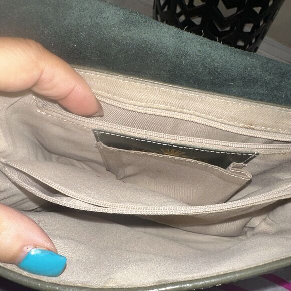 Zamponi DIAMONTE Italian Croc Embossed Premium Leather Bag Handcrafted Olive - Picture 7 of 8